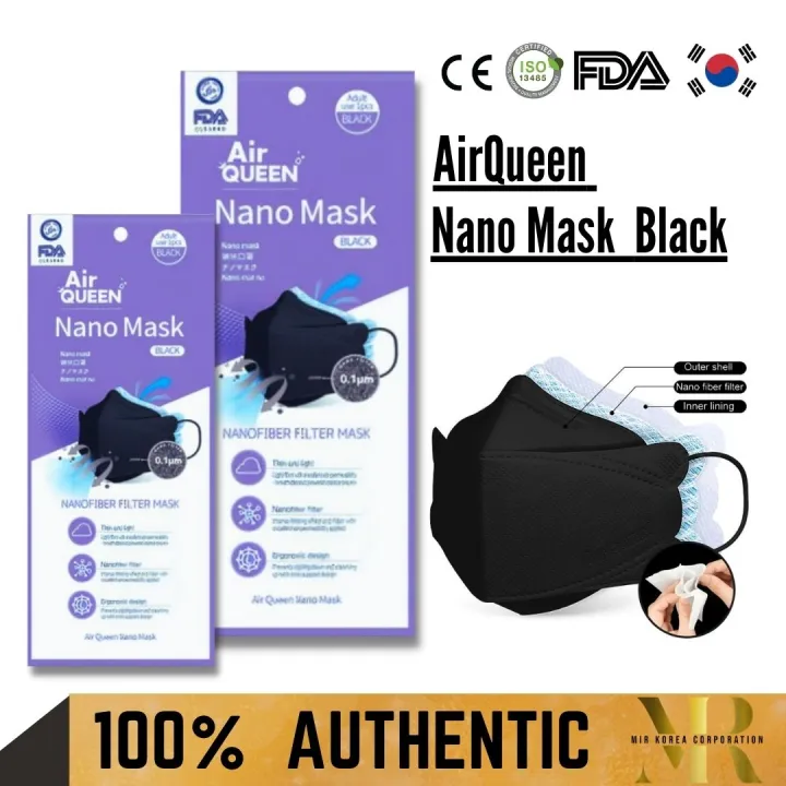 Mask -Airqueen Nano Mask (BLACK), FACEMASK, Disposable Facemask, Korean ...