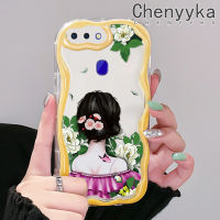 เคส Chenyyka สำหรับ OPPO R17 R15โปรเงาด้านหลังของเด็กผู้หญิงลายเนื้อครีมขอบคลื่นเคสมือถือกันกระแทกแบบใสนิ่มโปร่งใสลายกล้องถ่ายรูปความคิดสร้างสรรค์เคสซิลิกาเจลฝาครอบป้องกัน