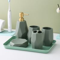 ✎ Ceramic Bathroom Decoration Toothbrush Holder Soap Box ABS Pump Head Lotion Bottle Toothbrush Cup Toothpaste Dispenser Tray