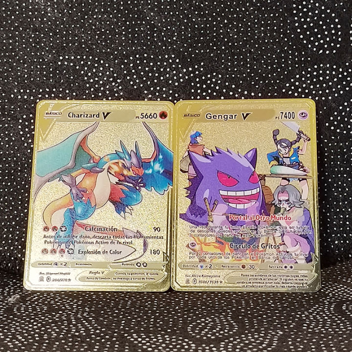 Spanish Pokemon Metal Cards Pokémon Letters Charizard Pikachu V VMAX  Collection Gold Card GX Original Collection Toy Kid Gifts - AliExpress