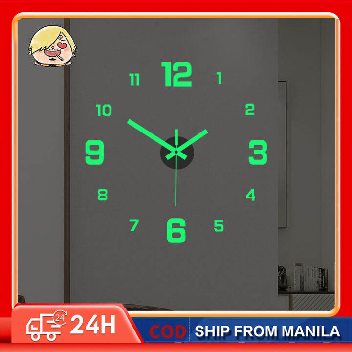 Luminous Clock 3d Wall Clock Diy Digital Clock Wall Stickers For Home Living Room Office Wall