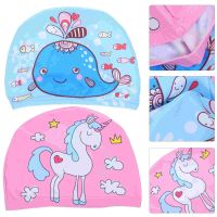 2 Pcs Swim Hats Kids Childrens Swimming Cap Whale 0.5X15.5X21CM Polyester Girl Swim Caps