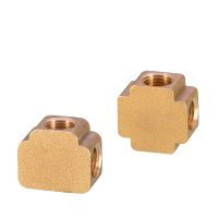 Square Script 4 Ways Brass Pipe Fittings Equal Female Connector 1/8 quot; 1/4 quot; 3/8 quot; BSP Thread for Grease System Hydraulic System X