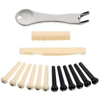 Acoustic Guitar Bridge Pins Puller Pulling Remover Extractor Tool with Guitar Saddle Nut and 12 Pack Guitar Bridge Pins