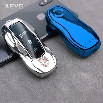 Soft TPU Car Smart Key Case Cover Shell For Porsche Boxster Cayman 911 Panamera Cayenne Macan Key Protect Shell Fob Keychain
