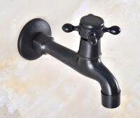 Black Oil Rubbed Brass Cross Handle Wall Mount Mop Pool Water Tap Faucet Single Handle Cold Water Faucet zav346