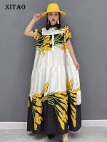 【YF】 XITAO Print Pattern Dress Fashion Patchwork Small Fresh Casual Style Spring Goddess Fan WMD1761