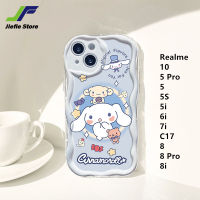 เคสโทรศัพท์การ์ตูนรูปสุนัขน่ารักดีไซน์ใหม่ JieFie สำหรับ Realme 10 / 5 Pro / 5 / 5S / 5i / 6i / 7i / C17 / 8 / 8 Pro/ 8i ครีมขอบคลื่นเคสป้องกันแรงกระเทือน TPU