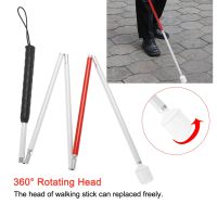 Stick เดินป่า Trekking Pole Trail อลูมิเนียมสะท้อนแสง Stick Guide Blind Walking Stick 5ส่วนพับ Cane ผู้สูงอายุ Crutch