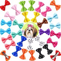 20Pcs Pet Bow Hair Clips Dot Dog Cats Hair Bows Fashion Mix Colour Pet Girls Barrette Hairpin For Dogs Hair Grooming Essories