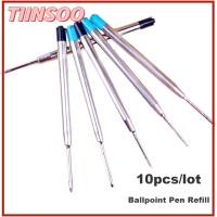 TIINSOO 10PCS/LOT 0.5mm ใหม่ สำนักงาน อุปกรณ์เครื่องเขียน โลหะ ปากกาลูกลื่นแบบเติม แกนกลางปลายปากกา หมึกสีน้ำเงิน/ดำ