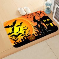 Halloween Pumpkin Decoration Welcome Entrance Doormat Carpet Horror Indoor Kitchen Floor Mat Bathroom Non-Slip Livingroom Rugs