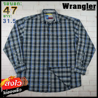 Wrangler®แท้ อก 47 เสื้อเชิ้ตผู้ชาย แรงเลอร์ สีกรมดำ เสื้อแขนยาว เนื้อผ้าดี ใส่เที่ยวใส่ทำงาน