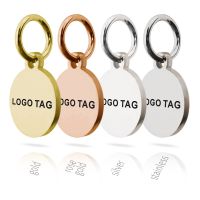 MYLONGINGCHARM 50pcs Custom Logo Tags Stainless Steel Engravable Charms 10mm Steel Gold Colors Round Circle Necklace Tags