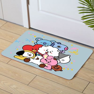 Door Mats Bt21 Cartoon Welcome Mat House Entrance Mat Rug Bathroom Floor Mats Kids Carpet Carpet Living Room Home Decoration