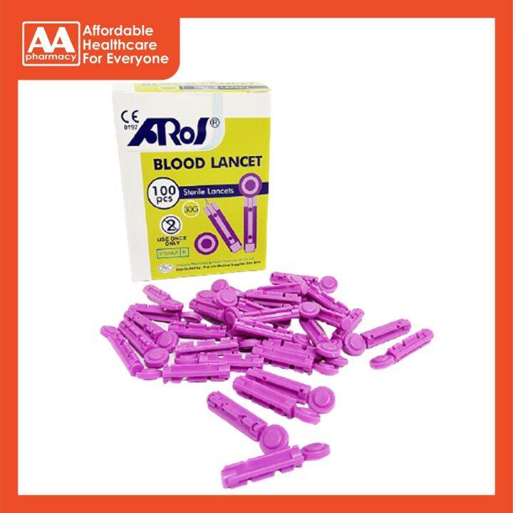 Aros Blood Lancet (Universal/ Round) Type 100's (DplBlU) 30g Lazada