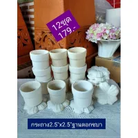 กระถาง2.5x2.5พร้อมจานรองฐานดอกลีลา&amp;ฐานดอกชบา