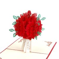 (Rui baoG)3D ดอกไม้การ์ดอวยพรป๊อปอัพการ์ดซองจดหมายสีขาวโปสการ์ดของขวัญวันเกิดเหตุการณ์พรรคเชิญคริสต์มาส