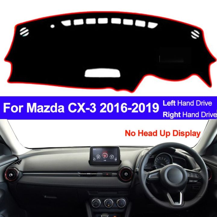 แผ่นแผงควบคุมภายในรถยนต์2ชั้นสำหรับ-mazda-cx-3-cx3-2016-2017-2018-2019แผงหน้าปัดพรมพรมกันลื่นม่านบังแดดแท่นรถมีสไตล์