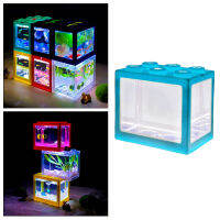 ALILAZAตู้ปลาขนาดเล็กไฟLED Ornament Aquariumสำนักงานผลิตภัณฑ์ตกแต่งบนโต๊ะสีฟ้า