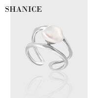 SHANICE Small And Individualized Cool Wind Irregular Double Layer Hollow Inlaid Baroque Pearl S925 Sterling Silver Ring For Wome