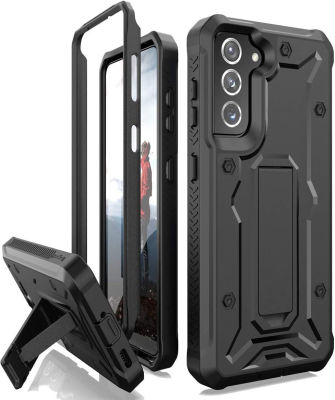 ArmadilloTek Vanguard Compatible with Samsung Galaxy S21 5G Case, Military Grade Full-Body Rugged with Built-in Kickstand [Screenless Version] - Black