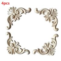 4PC Wooden Carved Corner Onlay Furniture Applique Mouldings Decal DIY Home Decor Decorate Board Cabinets Furiture Furniture Protectors Replacement Par