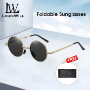 LouisWill Foldable Sunglasses Circular Men Women Polarized Glasses Chic