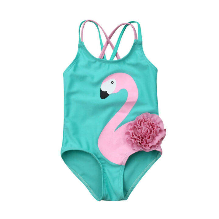 (childrenhouse) Toddler Kids Baby Girls Flamingo Bikini Swimwear