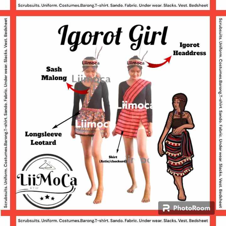 L.CO'S IGOROT COSTUME//LEOTARD WITH ASTIC SKIRT FOR GIRL KIDS AND ADULT ...