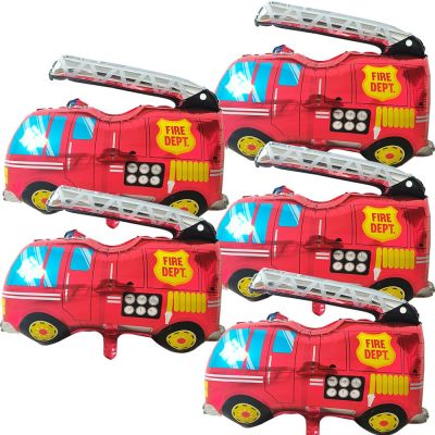 5pcs Firetruck Balloons Boys Fireman Sam Birthday Party Decor Fire Engine Rescue Party Balloon Firefighter Truck Birthday Party Balloons