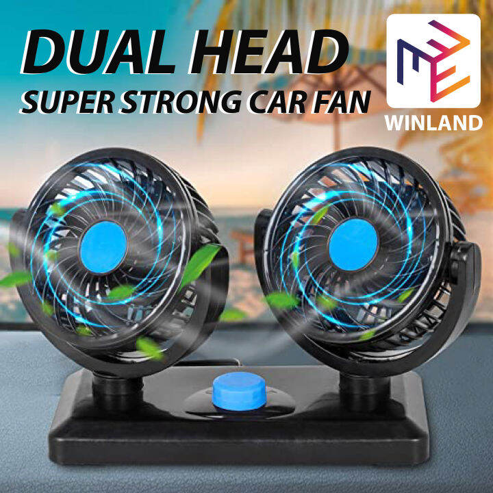 Winland 12V Double Head Car Fan Cooling Fan Blower Fan ,360 Degrees Car