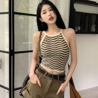 ท็อปส์ซูทีม Camisole สำหรับผู้หญิง 2023 Halter Crop Cami Tops เสื้อเชิ้ตฤดูร้อนที่พิมพ์ออกมา