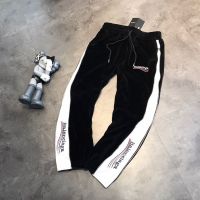 Embroidered Letter Pants Made of Pure Cotton Velvet