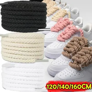 Bold Cotton Linen Twist Weave Shoelaces solid Color Rope Shoes