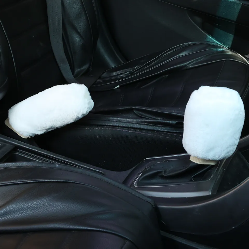 2pcs Car Handbrake Grip Plush Covers Gear Shift Knob Cover Handle Sleeve  Winter Soft Warm Hand Brake