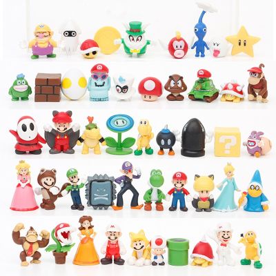 ZZOOI 12Pcs/24Pcs/48Pcs Super Mario Bros Action Figures Kawaii Bowser Anime Figure with Storage Bag for Children Toys Gifts