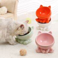 Cat Bowl Integrated Ceramic Diagonal High Feet Cute Protection Cervical Spine Dog Bowl Drinking Cat Bowl Against Black Chin