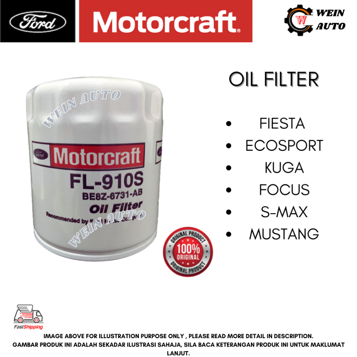FORD MOTORCRAFT GENUINE OIL FILTER (FL910S) FOR FORD FIESTA , KUGA ...