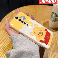 เคส JIUMOO สำหรับ OPPO Reno 2 Reno2 F เคสลายหมีน้ำผึ้งลายการ์ตูนใหม่กรอบสี่เหลี่ยมเคลือบพื้นผิวเคสนิ่มซิลิกาเจลกันกระแทกเคสมือถือรวมทุกเลนส์กล้องถ่ายรูปฝาครอบป้องกัน