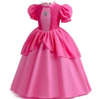 Peach Princess Costume Peach Princess Birthday Party Cosplay Costume Outfits Halloween Carnival Stage Performance Kid Girl Dress