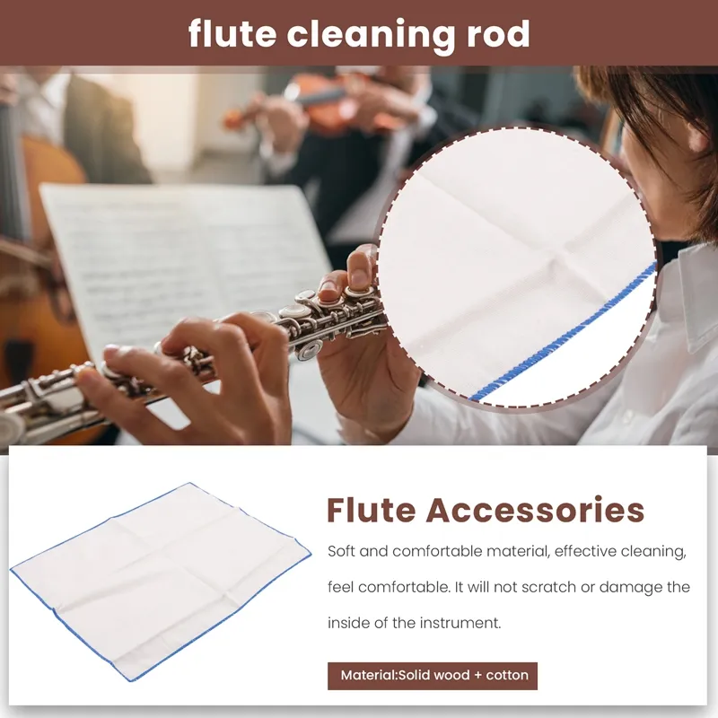 Wooden Flute Cleaning Rod Flute Cleaning Cloth Flute Care Kit Flute  Accessories 