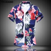 2023 Large Size Floral Shirt Mens Top Fashion Hawaiian Printed Short-sleeved