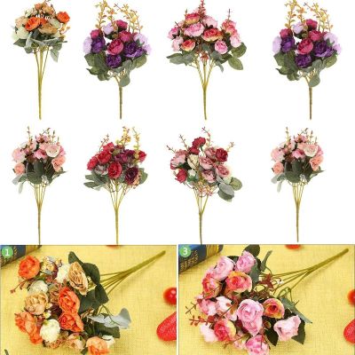 【CC】 New 21 Heads/Bouquet Silk European Artificial Bouquet Fake Flowers Wedding Decoration