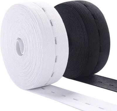 5 Meter Buttonhole Knit Stretch Elastic Band 15-25MM Wide Elast-or Sewing Wire Webbing ​White/Black DIY Sewing Accessories