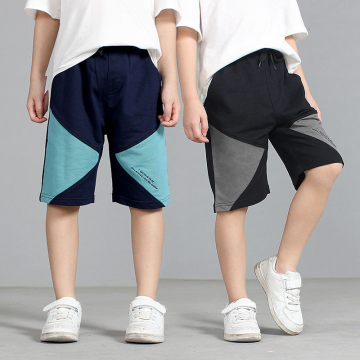 DIIMUU 5-14 Years Summer Fashion Kids Boys Shorts Pants Joggers Sweatpants  Children Boy Sports Cropped Patchwork Trousers