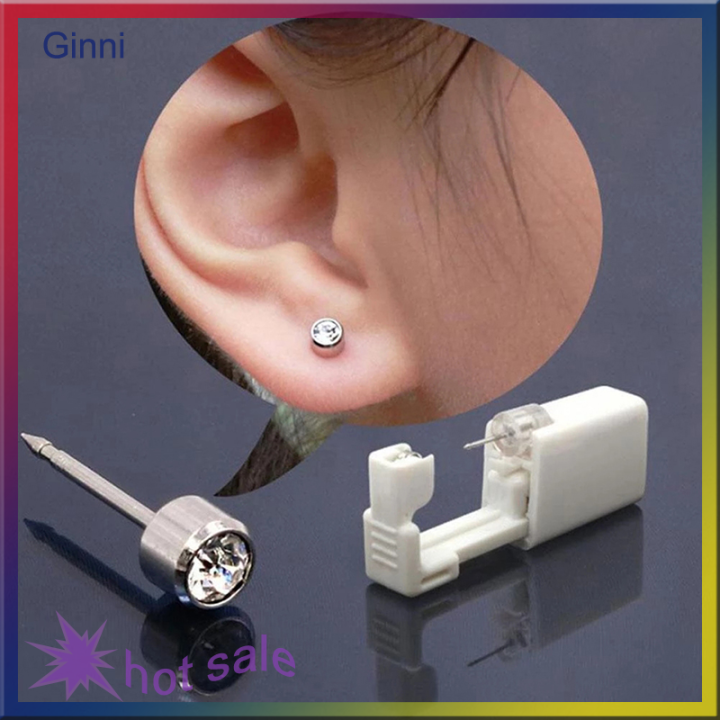 Ginni Ear Piercing Gun Disposable Self Ear Piercing Gun Kit With 4mm ...