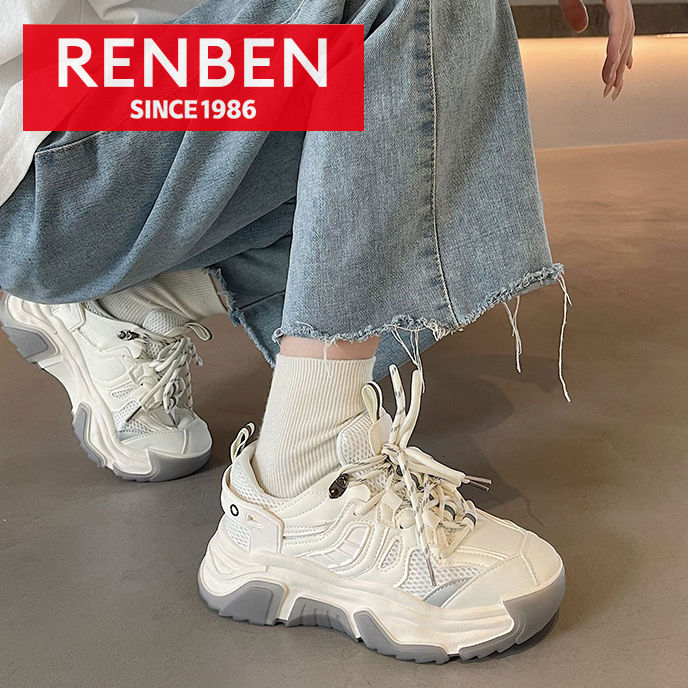 renben-รองเท้าลำลองรองเท้าเข้าสีสปอร์ตน้ำหนักเบาสำหรับรองเท้านักเรียนหญิง-รองเท้าพื้นหนาเหมาะสำหรับใส่วิ่งระบายอากาศได้ดี