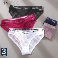 FINETOO 3PCS/Set Mesh Women Sexy Panties Lingerie M-XXL Breathable Underwear Pantys Low Waist Girl Briefs Letter Woman Underpant