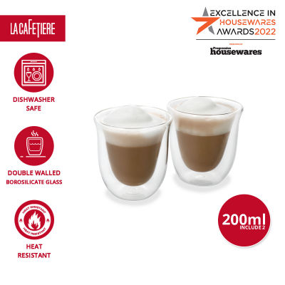 La Cafetiere Set of 2 Double-Wall Cappuccino Glasses , Fancy Collection Double Wall Espresso แก้ว2ชั้น เซต 2 ชิ้น